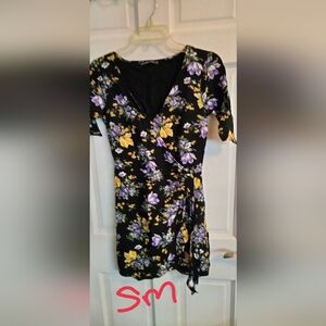 Abercrombie & Fitch Black Dress with Purple and Yellow Floral